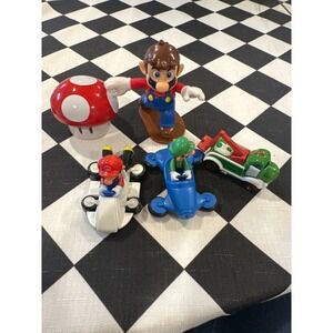 Nintendo Super Mario Toy Figures Mushroom, Mario Kart, Luigi, Bowser Jr